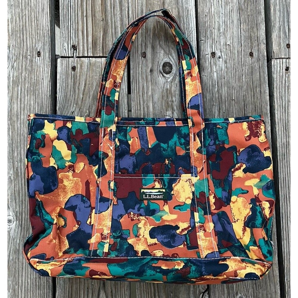 L.L. Bean Everyday Lightweight Tote Bag Zip Closure Multicolor 304342